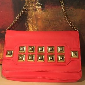 Betsey Johnson Coral Studded Shoulder Bag